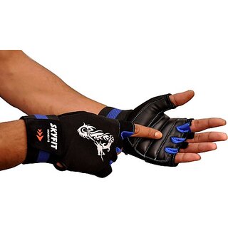                       SKYFIT Heavy Wrist Support Gym Sports Gloves Gym & Fitness Gloves  (Blue, Black)                                              
