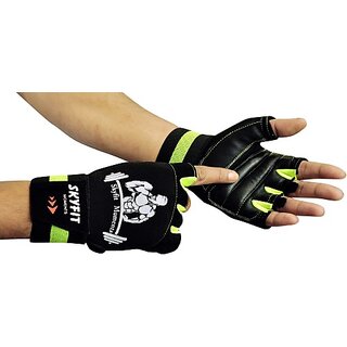                       SKYFIT Superb Gym Sports Workout Gloves For Men And Women Gym & Fitness Gloves  (Yellow, Black)                                              