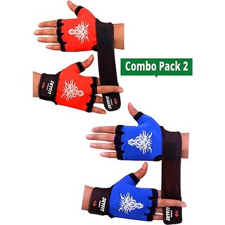                       SKYFIT EXERCISE GLOVES Gym & Fitness Gloves  (Red, Blue)                                              