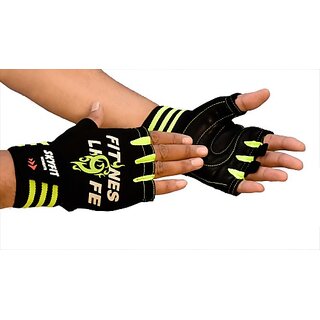                       SKYFIT genuine Heavy grip Gym Sports Gloves Gym & Fitness Gloves  (Black, Green)                                              