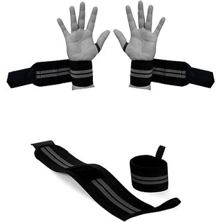                       SKYFIT (GREY)__ WRISTBAND Gym & Fitness Gloves  (Grey, Black)                                              