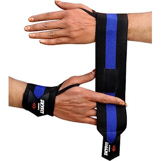                       SKYFIT Wrist support Band Gloves Gym & Fitness Gloves  (Blue, Black)                                              