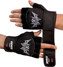 SKYFIT Palm and Wrist Support Weight lifting Gym Sports Gloves for Men and Women Gym & Fitness Gloves  (Black)