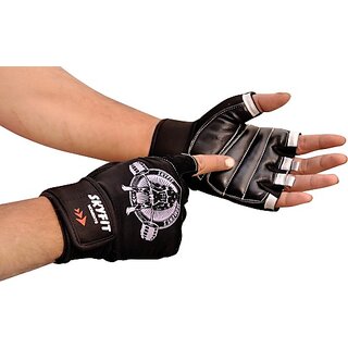                       SKYFIT Comfortable Leather Padded Gym Sports Workout Gloves For Men and Women Gym & Fitness Gloves  (Black)                                              