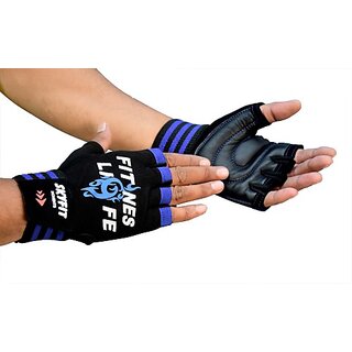                       SKYFIT genuine Heavy grip Gym Sports Gloves Gym & Fitness Gloves  (Black, Blue)                                              