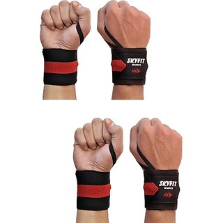                       SKYFIT COMBO PACK 2 Excellent Heavy Wrist Support Band For Gym Sports Wrist Support  (Red, Black)                                              