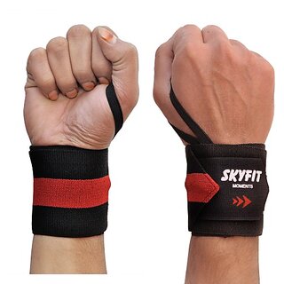                       SKYFIT Super Heavy Wrist Support Band For Gym Sports Wrist Support  (Red, Black)                                              