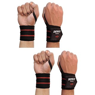                       SKYFIT COMBO PACK 2 High Supportable Wrist Support Band For Gym Sports Wrist Support  (Black)                                              