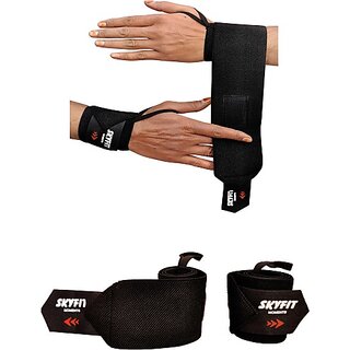                       SKYFIT COMBO Of 2 Wrist Support Band For Gym Sports And Workout Wrist Support Band Wrist Support  (Black)                                              