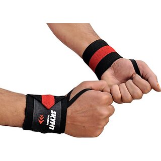                      SKYFIT Wrist Support Band For Gym Workout For Men And Women Wrist Support  (Black, Red)                                              