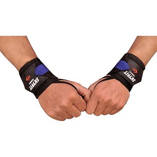                       SKYFIT Gym and Workout Wrist Support Band For Men And Women Wrist Support  (Black, Blue)                                              