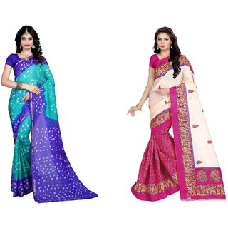 SVB Sarees Multicolour Khadi Silk Saree With Blouse Piece Combo Of 2 Sarees SVB Sarees Multicolour Khadi Silk Saree With Blouse Piece Combo Of 2 Sarees
