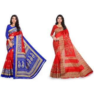 SVB Sarees Multicolour Khadi Silk Saree With Blouse Piece Combo Of 2 Sarees SVB Sarees Multicolour Khadi Silk Saree With Blouse Piece Combo Of 2 Sarees
