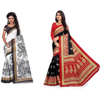 SVB Sarees Multicolour Khadi Silk Saree With Blouse Piece Combo Of 2 Sarees SVB Sarees Multicolour Khadi Silk Saree With Blouse Piece Combo Of 2 Sarees