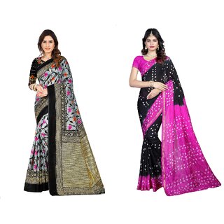 SVB Sarees Multicolour Khadi Silk Saree With Blouse Piece Combo Of 2 Sarees SVB Sarees Multicolour Khadi Silk Saree With Blouse Piece Combo Of 2 Sarees