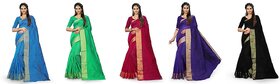 SVB Sarees Multicolour Art Silk Saree With Blouse Piece