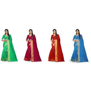 SVB Sarees Multicolour Art Silk Saree With Blouse Piece