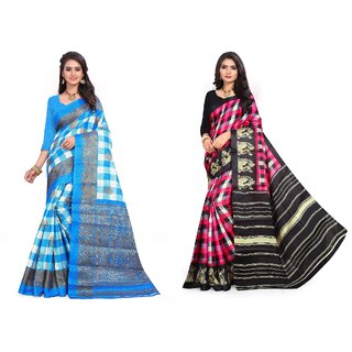 SVB Sarees Multicolour Khadi Silk Saree With Blouse Piece Combo Of 2 Sarees SVB Sarees Multicolour Khadi Silk Saree With Blouse Piece Combo Of 2 Sarees