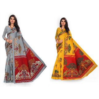 SVB Sarees Multicolour Khadi Silk Saree With Blouse Piece Combo Of 2 Sarees SVB Sarees Multicolour Khadi Silk Saree With Blouse Piece Combo Of 2 Sarees