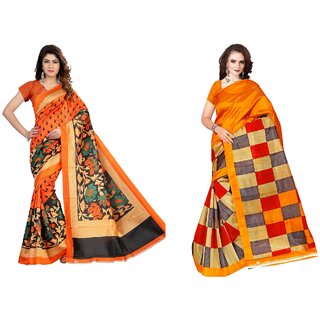 SVB Sarees Multicolour Khadi Silk Saree With Blouse Piece Combo Of 2 Sarees SVB Sarees Multicolour Khadi Silk Saree With Blouse Piece Combo Of 2 Sarees
