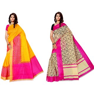 SVB Sarees Multicolour Khadi Silk Saree With Blouse Piece Combo Of 2 Sarees SVB Sarees Multicolour Khadi Silk Saree With Blouse Piece Combo Of 2 Sarees