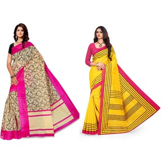 SVB Sarees Multicolour Khadi Silk Saree With Blouse Piece Combo Of 2 Sarees SVB Sarees Multicolour Khadi Silk Saree With Blouse Piece Combo Of 2 Sarees