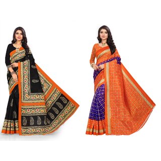 SVB Sarees Multicolour Khadi Silk Saree With Blouse Piece Combo Of 2 Sarees SVB Sarees Multicolour Khadi Silk Saree With Blouse Piece Combo Of 2 Sarees