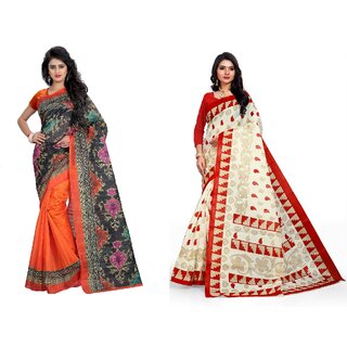 SVB Sarees Multicolour Khadi Silk Saree With Blouse Piece Combo Of 2 Sarees SVB Sarees Multicolour Khadi Silk Saree With Blouse Piece Combo Of 2 Sarees