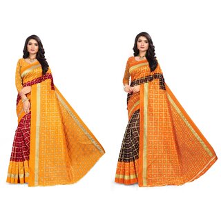 SVB Sarees Multicolour Khadi Silk Saree With Blouse Piece Combo Of 2 Sarees SVB Sarees Multicolour Khadi Silk Saree With Blouse Piece Combo Of 2 Sarees