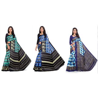SVB Sarees Green And Blue Checks Printed Khadi Saree Pack Of 3 Saree SVB Sarees Green And Blue Checks Printed Khadi Saree Pack Of 3 Saree