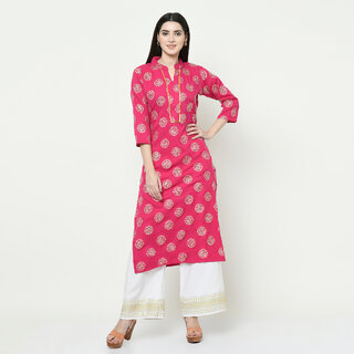                       SVB Pink Colour Party Wear Foil Print Kurtis With Plazzo                                              