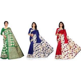                       SVB Sarees Multicolour Printed Saree Pack Of 3                                              