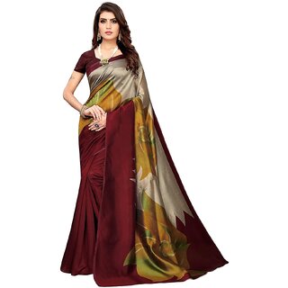                       SVB Sarees Maroon Art Silk Mysore Silk Saree                                              