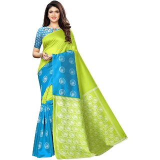                       SVB Saree Green   Blue Mysore Silk Saree                                              