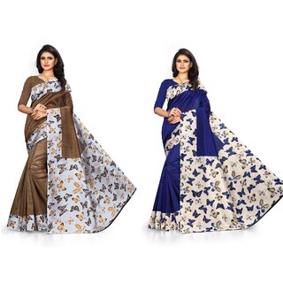 SVB Sarees Multicolour Khadi Silk Saree With Blouse Piece Combo Of 2 Sarees SVB Sarees Multicolour Khadi Silk Saree With Blouse Piece Combo Of 2 Sarees