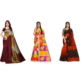                       SVB Sarees Multicolour Printed Saree Pack Of 3                                              
