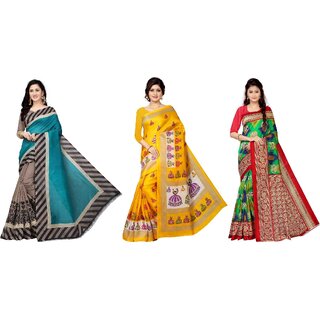 SVB Sarees Multicolour Animal Printed Saree Pack Of 3 SVB Sarees Multicolour Animal Printed Saree Pack Of 3