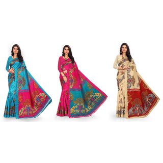 SVB Sarees Multicolour Animal Printed Saree Pack Of 3 SVB Sarees Multicolour Animal Printed Saree Pack Of 3