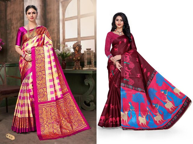 Buy Anand Sarees Printed Daily Wear Georgette Red Sarees Online @ Best  Price In India | Flipkart.com