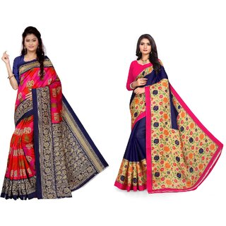 SVB Sarees Multicolour Khadi Silk Saree With Blouse Piece Combo Of 2 Sarees SVB Sarees Multicolour Khadi Silk Saree With Blouse Piece Combo Of 2 Sarees