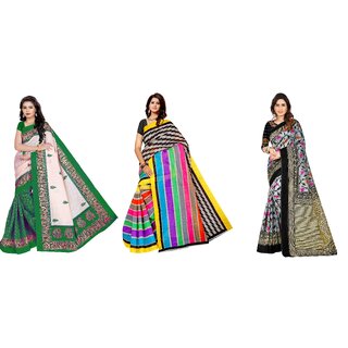                       SVB Sarees Multicolour Printed Saree Pack Of 3                                              