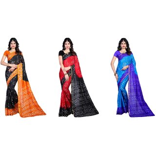 SVB Sarees Multicolour Printed Saree Pack Of 3 SVB Sarees Multicolour Printed Saree Pack Of 3