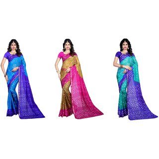                       SVB Sarees Multicolour Printed Saree Pack Of 3                                              