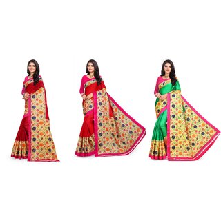 SVB Sarees Multicolour Printed Saree Pack Of 3 SVB Sarees Multicolour Printed Saree Pack Of 3