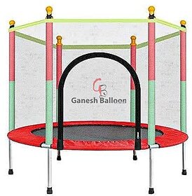 GANESH SKY BALLOON (55 Inch) Premium Fitness Trampoline with Enclosure net and Poles Safety