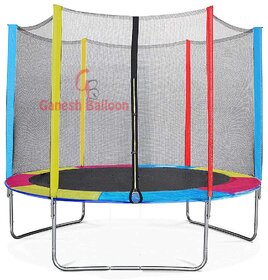 GANESH SKY BALLOON (8 Feet) Premium Fitness Trampoline with  net and Poles Safety Pad Trampoline for Kids  Adults