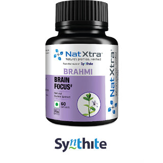 NatXtra Brahmi Brain Focus Capsules - Natural Brahmi Extract - 400mg - 60 Vegetarian Capsules - Cognitive Support
