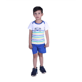                       Kid Kupboard Cotton Boys T-Shirt and Short, Multicolor, Half-Sleeves, Crew Neck, 6-7 Years                                              