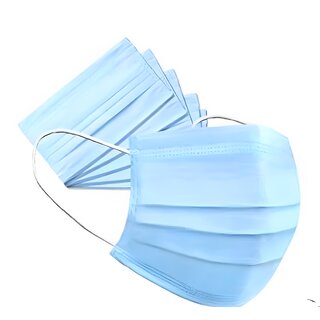                       Mycure 3 Ply Non-Woven Disposable Blue Face Mask (Pack of 50pcs)  with Nose Clip (3 Ply Mask Blue - 50pcs)                                              