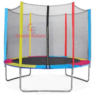                       GANESH SKY BALLOON (8 Feet) Premium Fitness Trampoline with  net and Poles Safety Pad Trampoline for Kids  Adults                                              